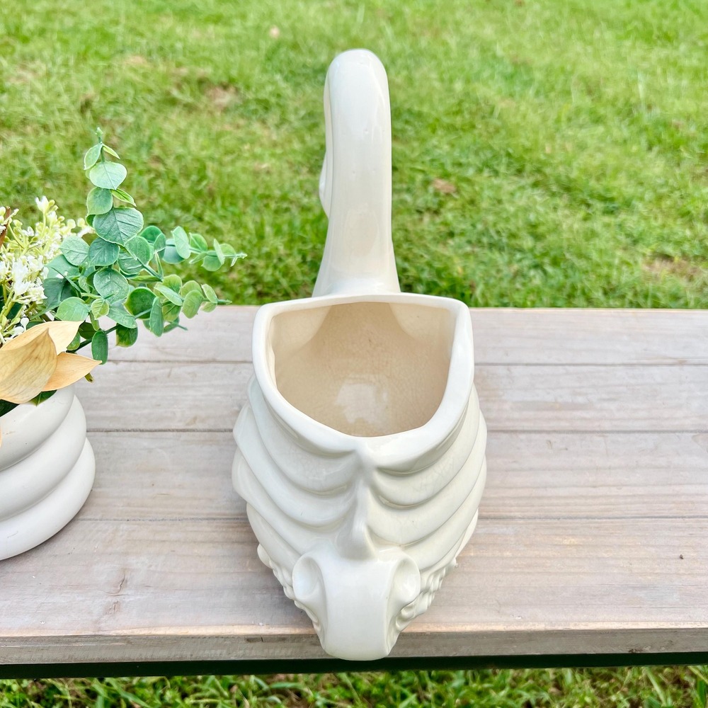 Old Vintage Ceramic White Swan Planter Vase | Made in USA - Picture 8 of 16